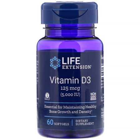 Life Extension, Vitamina D3, 5.000 UI, 60 Softgels