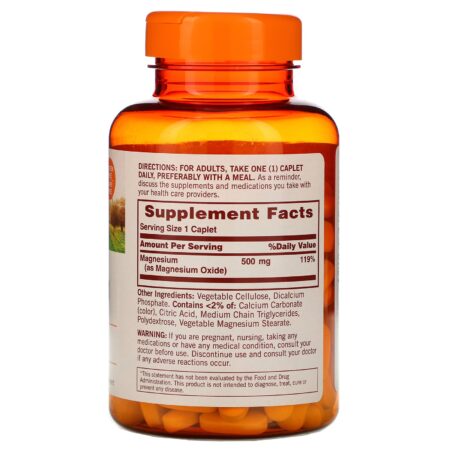 Sundown Naturals, Magnésio, 500 mg, 180 Cápsulas Revestidas - Image 2