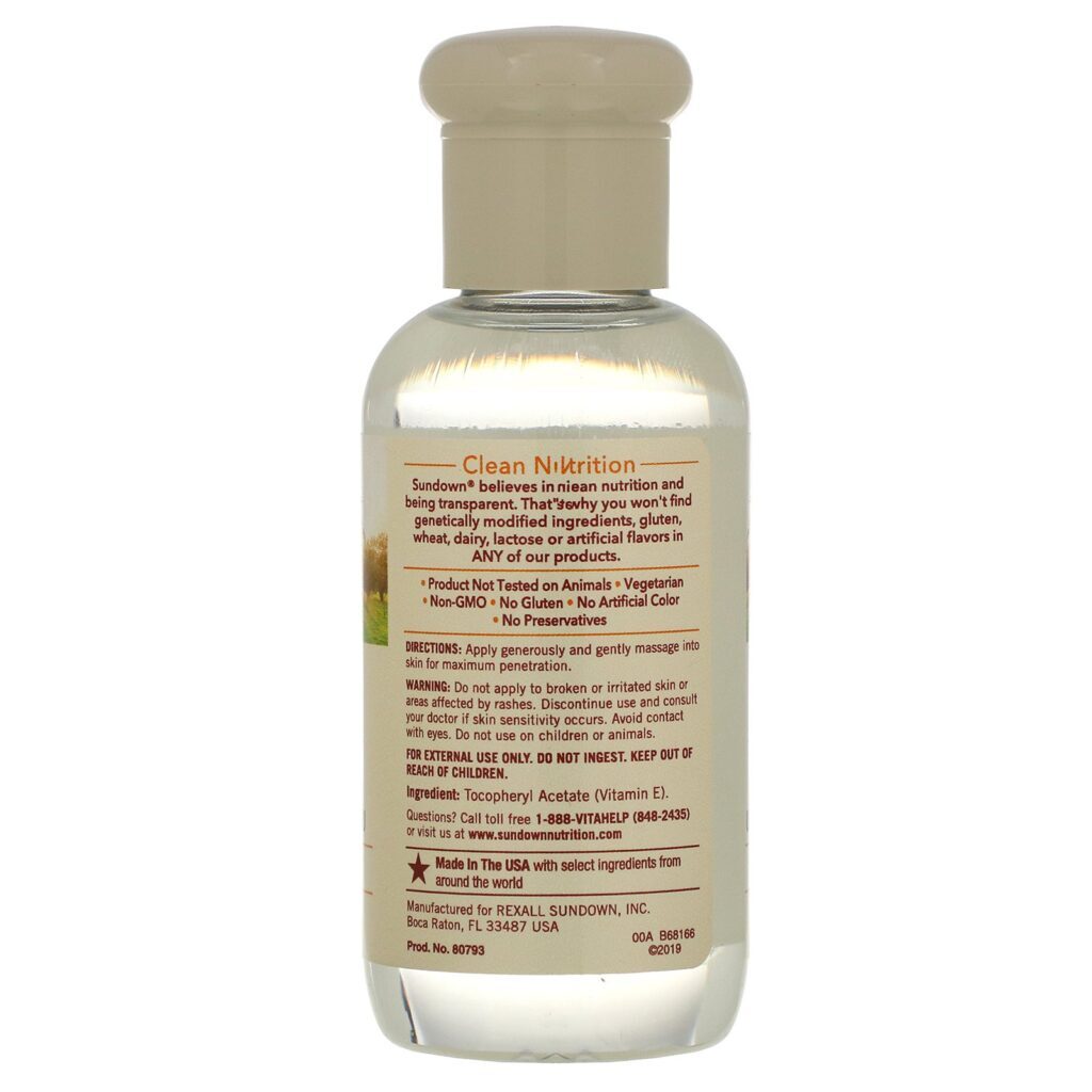 Sundown Naturals, Óleo com Vitamina E, 70.000 UI, 75 ml (2,5 fl oz) - Imagem 2