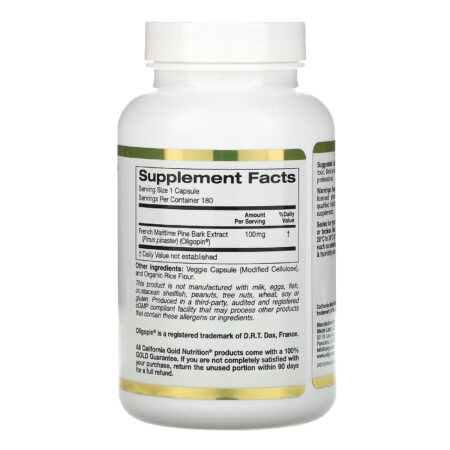 California Gold Nutrition, Extrato de Casca de Pinheiro Marítimo Francês, Oligopin, Polifenol Antioxidante, 100 mg, 180 Cápsulas Vegetais - Image 2