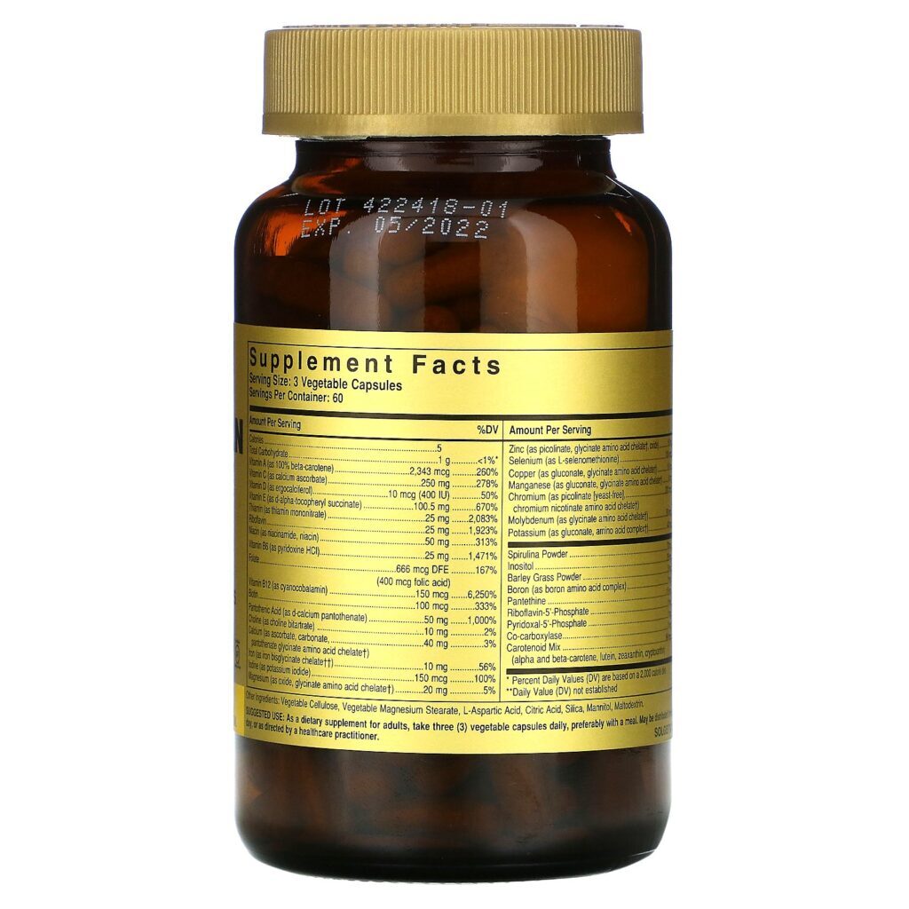 Solgar, Vegetarian Multiple, 180 Vegetable Capsules - Imagem 2