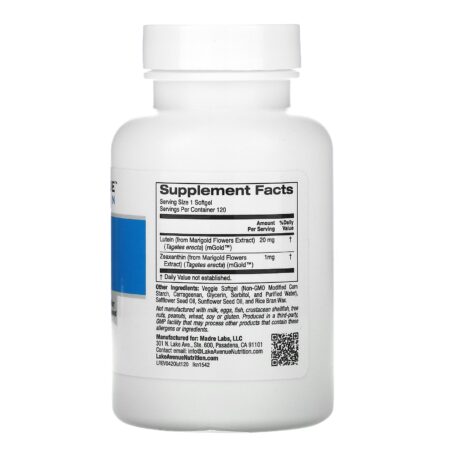 Lake Avenue Nutrition, Luteína, 20 mg, 120 Cápsulas Softgel Vegetais - Image 2