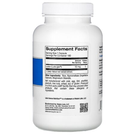 Lake Avenue Nutrition, Luteína, 10 mg, 180 Cápsulas Vegetais - Image 2