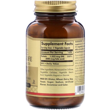 Solgar, Folate, 800 mcg, 250 Vegetable Capsules - Image 2