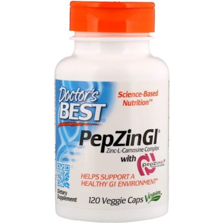 Doctor's Best, PepZin GI, Complexo de Zinco-L-Carnosina, 120 Cápsulas Vegetais