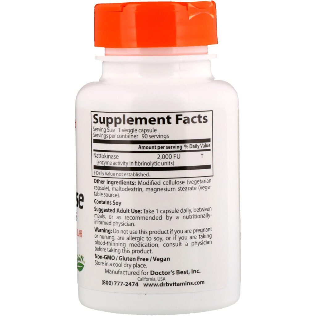 Doctor's Best, Natoquinase, 2.000 FU, 90 Cápsulas Vegetais - Imagem 2
