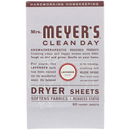 Mrs. Meyers Clean Day, Folhas Secadoras, Aroma Lavanda, 80 Folhas