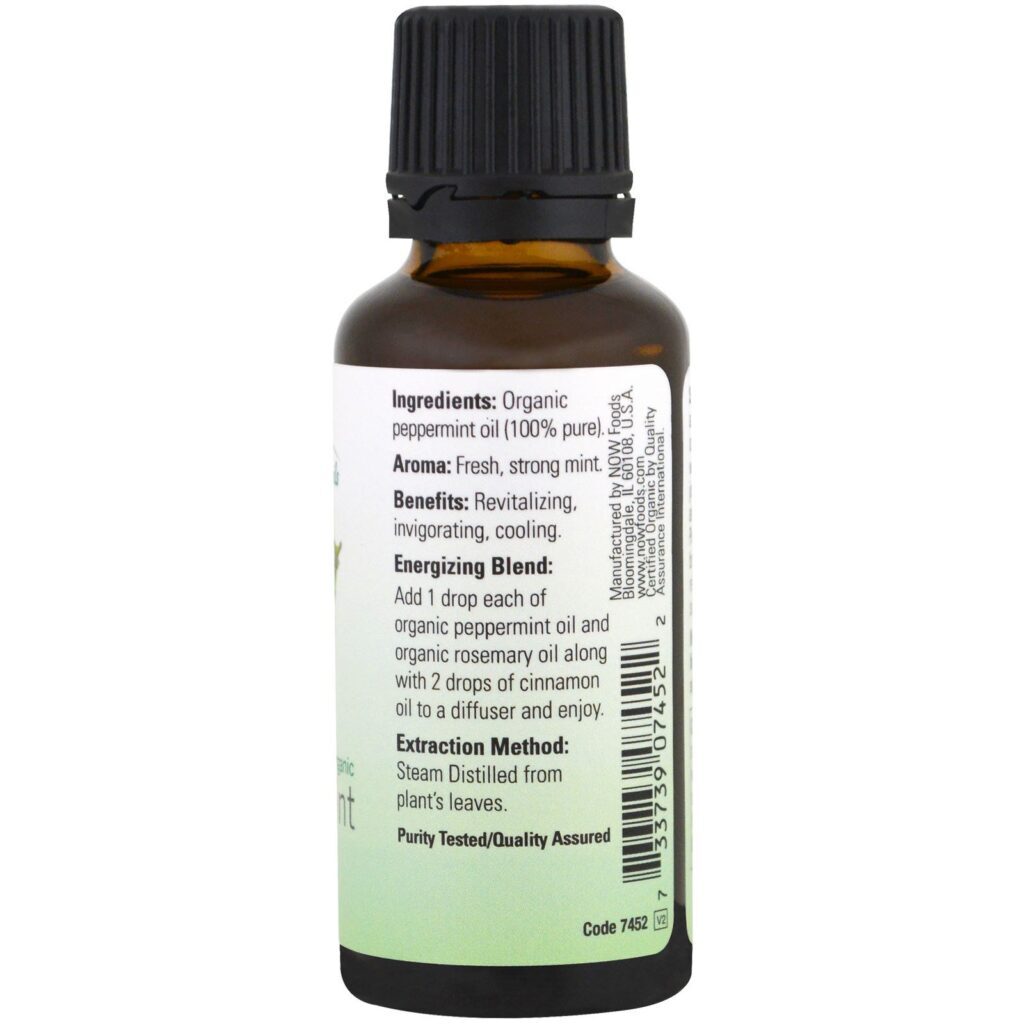 Now Foods, Óleos Essenciais Orgânicos, Hortelã, 1 fl oz (30ml) - Imagem 2