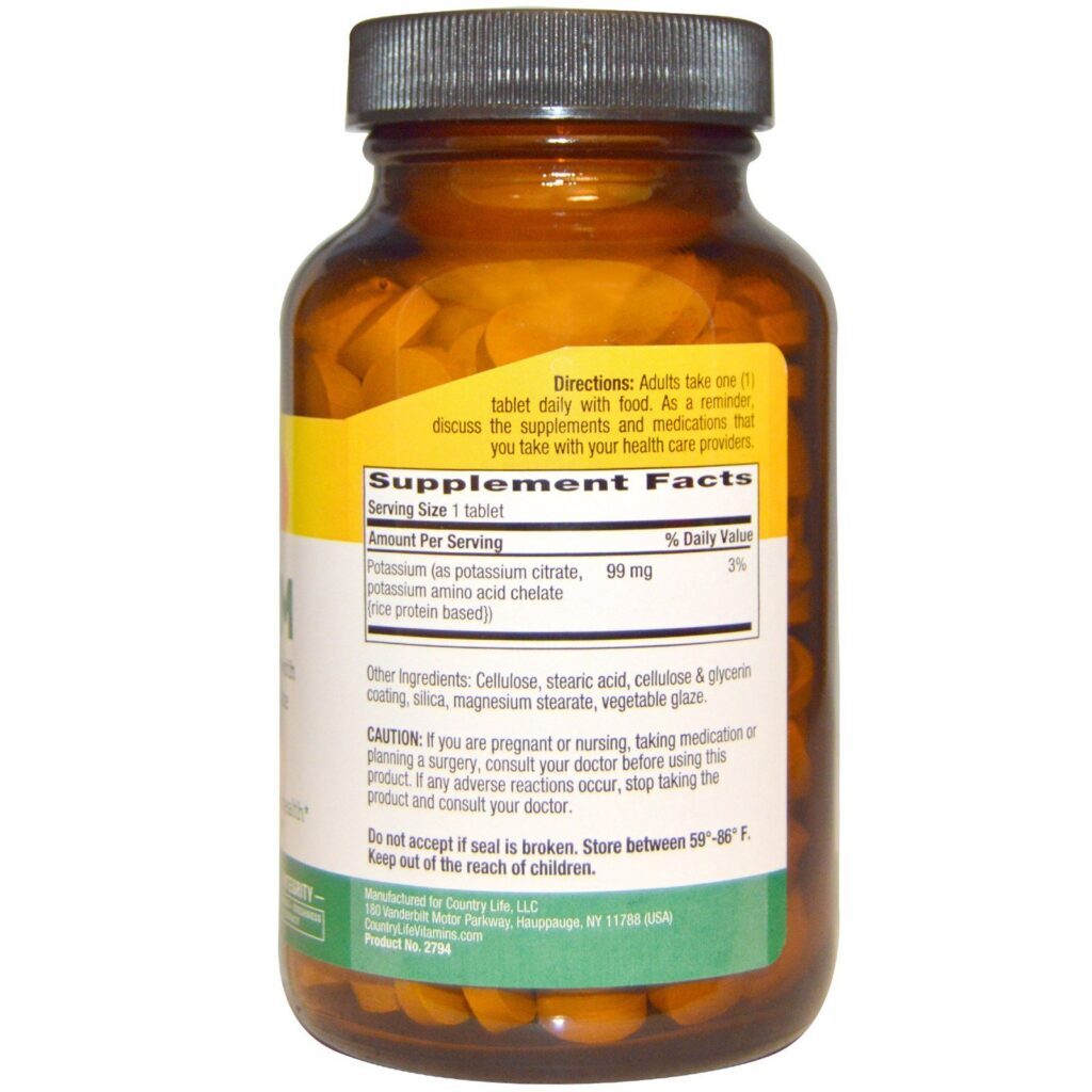 Country Life, Potássio, 99 mg, 250 Comprimidos - Imagem 2