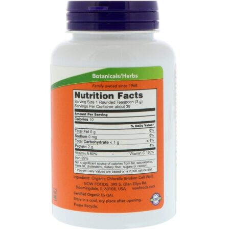 Now Foods, Clorela Orgânica Certificada, Pó Puro, 4 onças (113 g) - Imagem 2