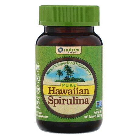 Nutrex Hawaii, Pure Hawaiian Spirulina Pacifica, Multivitamínico Natural, 500 mg, 100 Comprimidos