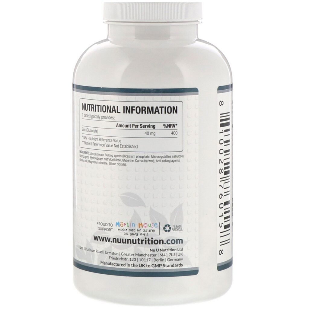 Nu U Nutrition, Zinco, 40 mg, 365 Comprimidos Veganos - Imagem 2
