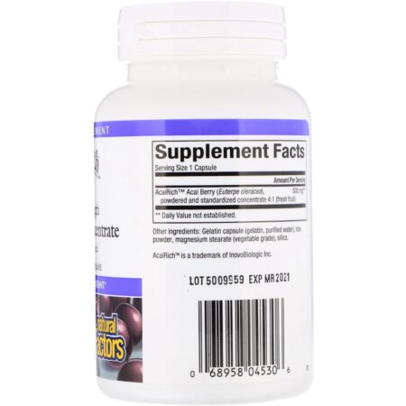 Natural Factors, AcaiRich, Acai Berry Concentrate, Super Strength, 500 mg, 90 Capsules - Image 2