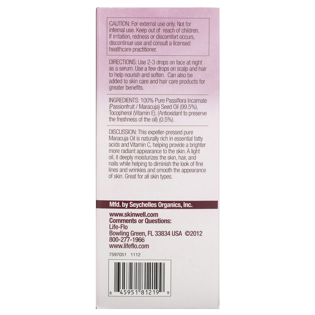 Life-flo, Óleo de Maracujá Puro, 118 ml - Imagem 3