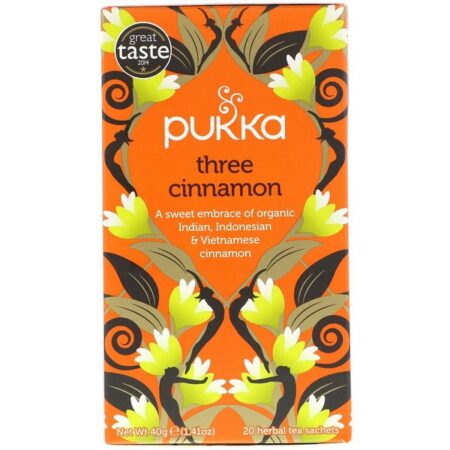 Pukka Herbs, Chá de Três Canelas, Sem Cafeína, 20 sachês de chá de ervas, 1.41 oz (40 g)