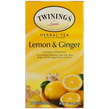 Twinings, Chá de Ervas, Limão e Gengibre, Sem Cafeína, 25 Saquinhos, 37,5 g (1,32 oz)