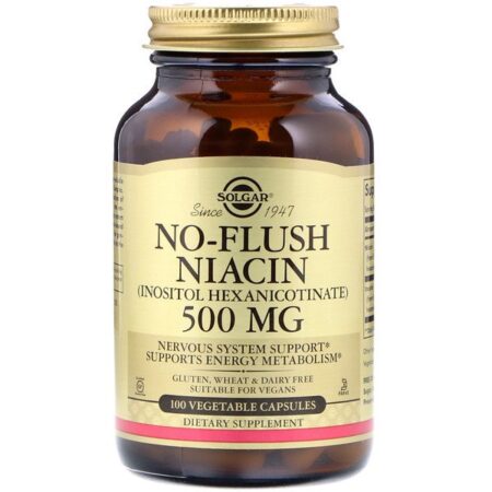 Solgar, Niacina No Flush (sem rubor na pele), 500 mg, 100 Cápsulas Vegetais