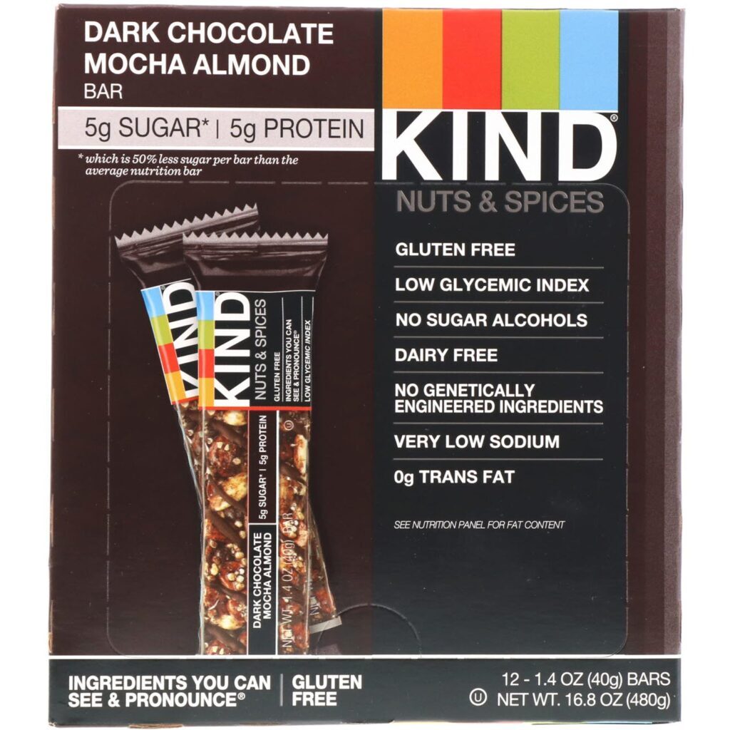KIND Bars, Nozes e Especiarias, Chocolate Amargo com Mocha e Amêndoas, 12 Barras, 1.4 oz (40g) Cada - Imagem 2