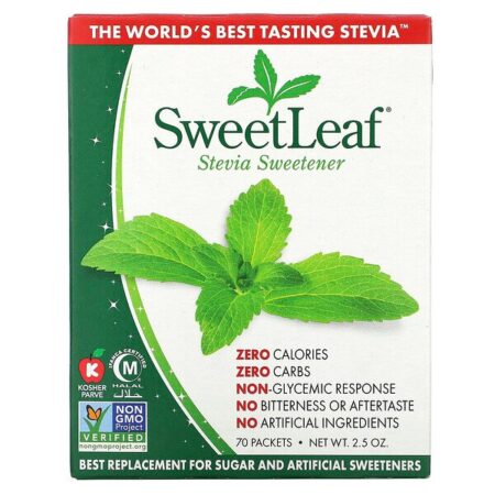 Wisdom Natural, SweetLeaf, Adoçante Natural de Estévia, 70 Pacotes