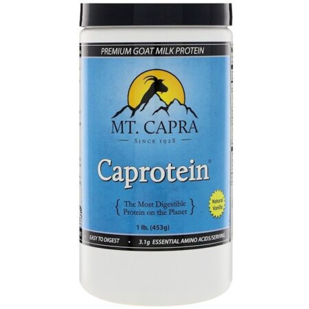 Mt. Capra, Caprotein, Proteína Premium de Leite de Cabra, Sabor Natural de Baunilha, 453 g (1 lb)