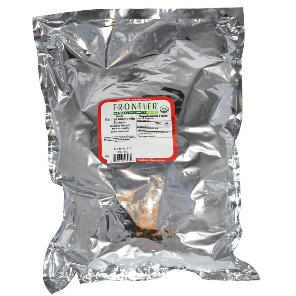 Frontier Natural Products, Flores de Camomila Alemã Orgânica Inteiras, 16 oz (453 g) - Imagem 2