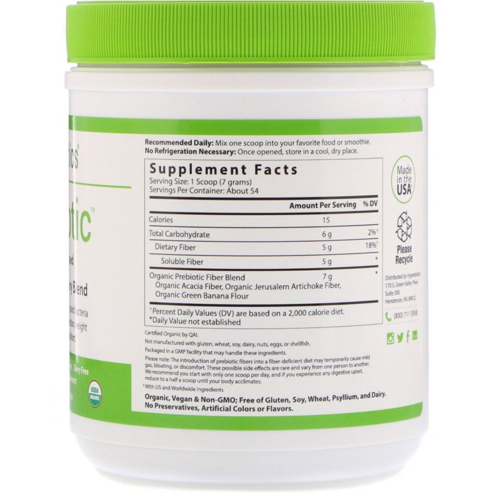 Hyperbiotics, Prebiótico, Composto Orgânico Exclusivo, 13,23 oz (375 g) - Imagem 2