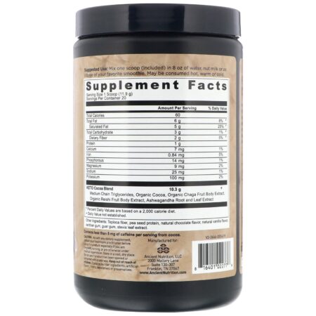 Dr. Axe / Ancient Nutrition, Keto Cocoa, Elixir Tradicional de Energia, 238 g (8,39 oz) - Image 2