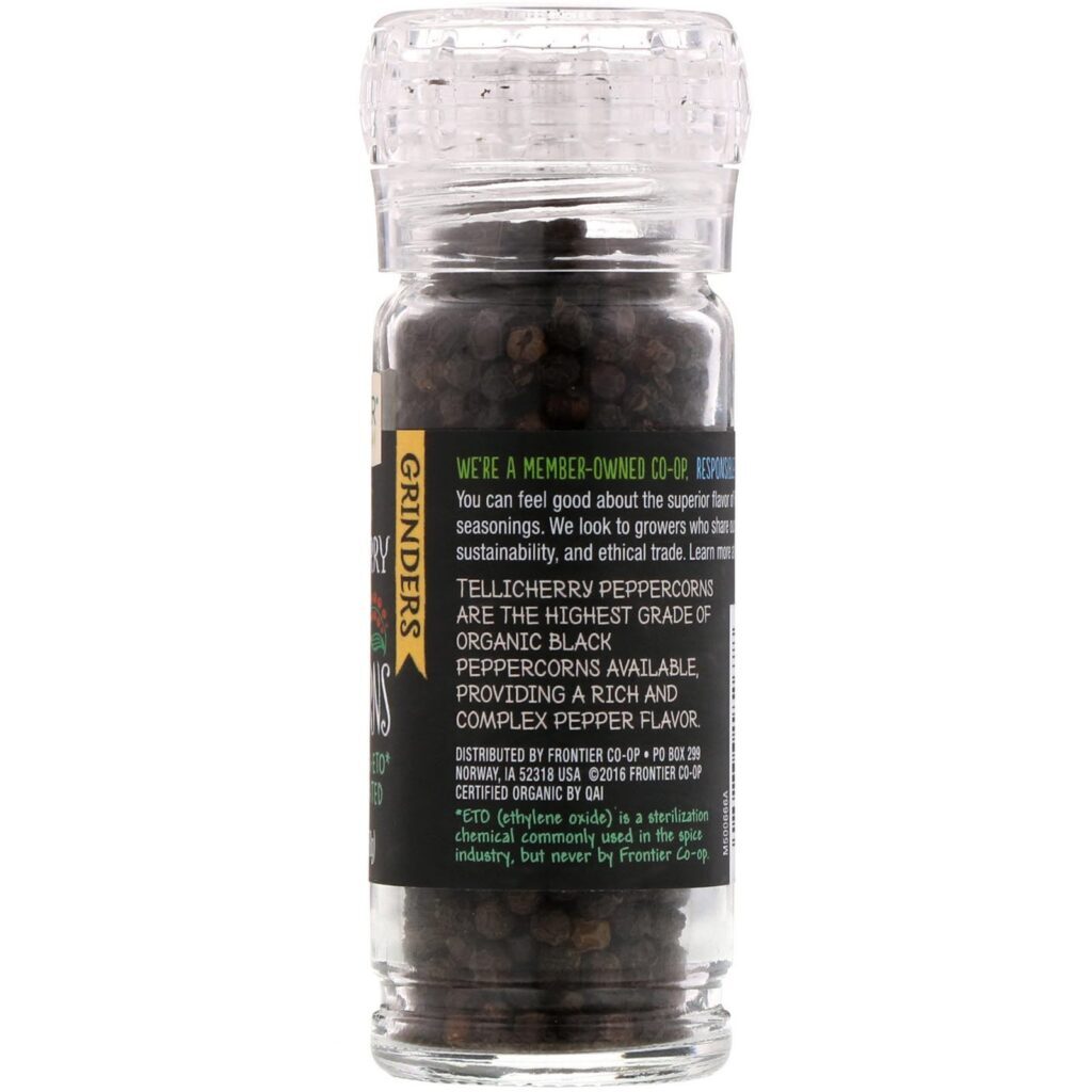 Frontier Natural Products, Pimentas Pretas de Tellicherry Orgânicas em grãos, 1,76 onças (50 g) - Imagem 2