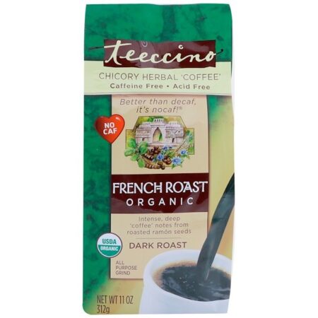 Teeccino, Café Herbal de Chicória, Torra Francesa Orgânica, Torra Escura, Sem Cafeína, 11 oz (312 g)