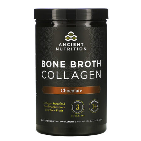 Dr. Axe / Ancient Nutrition, Bone Broth Collagen, Chocolate, 1.2 lb (528 g)