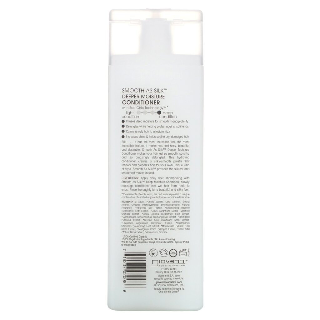 Giovanni, Smooth As Silk, Condicionador de Hidratação Profunda, 250 ml (8,5 fl oz) - Imagem 2