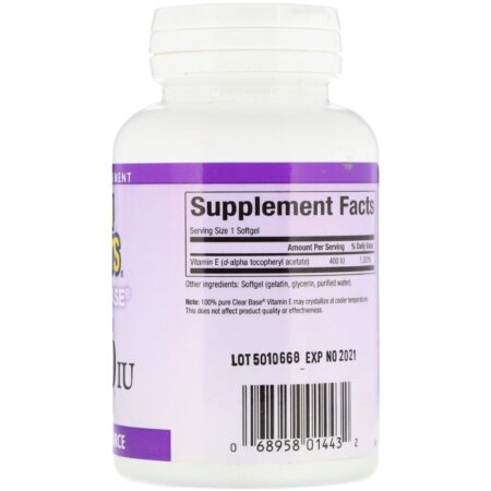 Natural Factors, Clear Base Vitamin E, 400 IU, 60 Softgels - Image 2