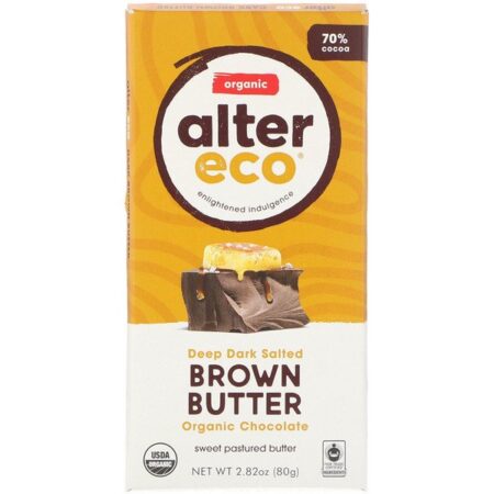 Alter Eco, Organic Chocolate Bar, Deep Dark Salted Brown Butter, 70% Cocoa, 2.82 oz (80 g)