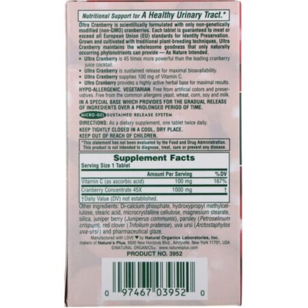 Nature's Plus, Ultra Cranberry 1000, 60 Comprimidos - Imagem 2