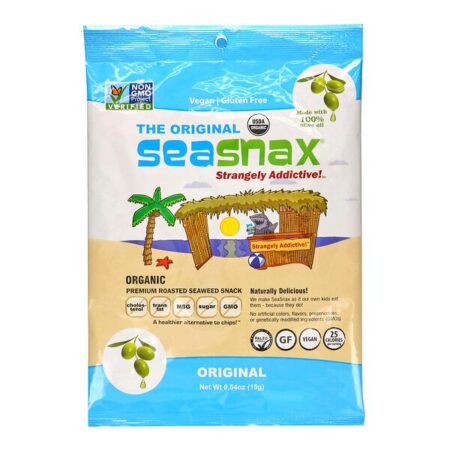 SeaSnax, Lanche Premium orgânico algas tostadas, Original, 0,54 oz (15 g)