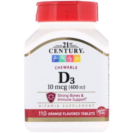 21st Century, Vitamin D3, Chewable, Orange Flavored, 400 IU, 110 Tablets