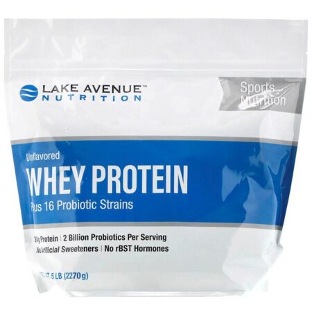 Lake Avenue Nutrition, Proteína Whey + Probióticos, Sem Sabor, 2.270 g (5 lb)