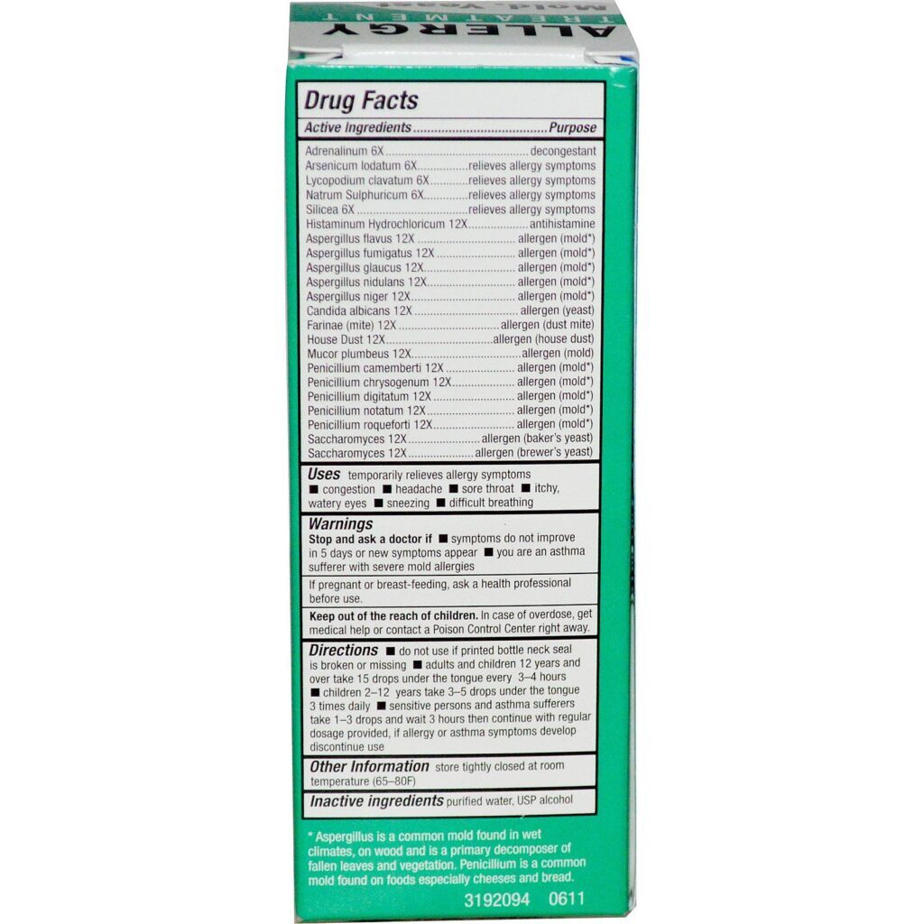 NatraBio, BioAllers, Allergy Treatment, Mold, Yeast & Dust, 1 fl oz (30 ml) - Imagem 2