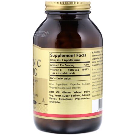 Solgar, Vitamina C, 1.000 mg, 250 Cápsulas Vegetais - Image 2