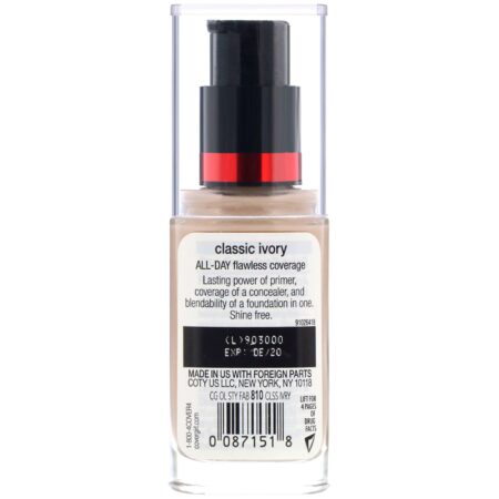 Covergirl, Outlast All-Day Stay Fabulous, Base 3 em 1, 810 Marfim clássico, 30 ml - Image 2