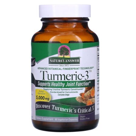 Nature's Answer, Turmeric-3, 5,000 mg, 90 Vegetarian Capsules - Imagem 3