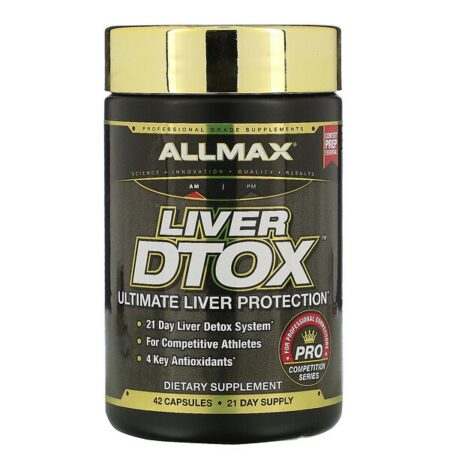 ALLMAX Nutrition, Liver Dtox com Silimarina de Força Extra (Cardo-Mariano) e Cúrcuma (95% de curcumina), 42 Cápsulas