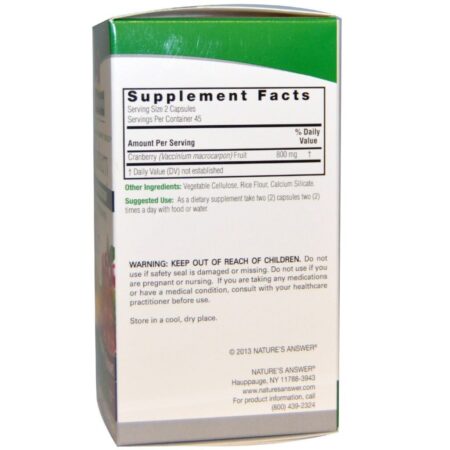 Nature's Answer, Cranberry, 800 mg, 90 Cápsulas Vegetais - Imagem 2