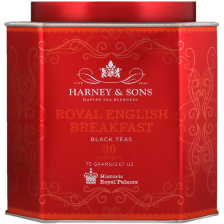 Harney & Sons, Breakfast Real inglês, chás pretos, 30 sachês, 2,67 oz (75 g) cada