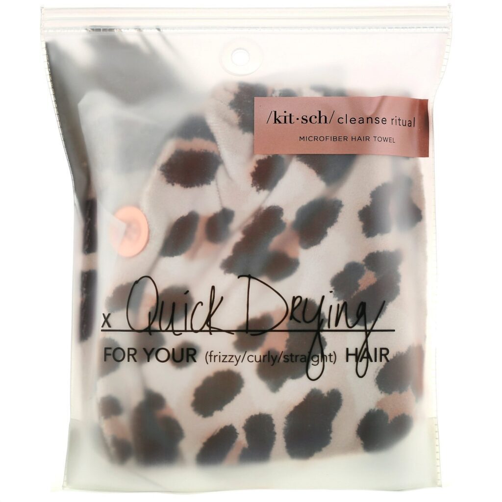 Kitsch, Toalha de Microfibra para Cabelo, Secagem Rápida, Leopardo, 1 Unidade - Imagem 2