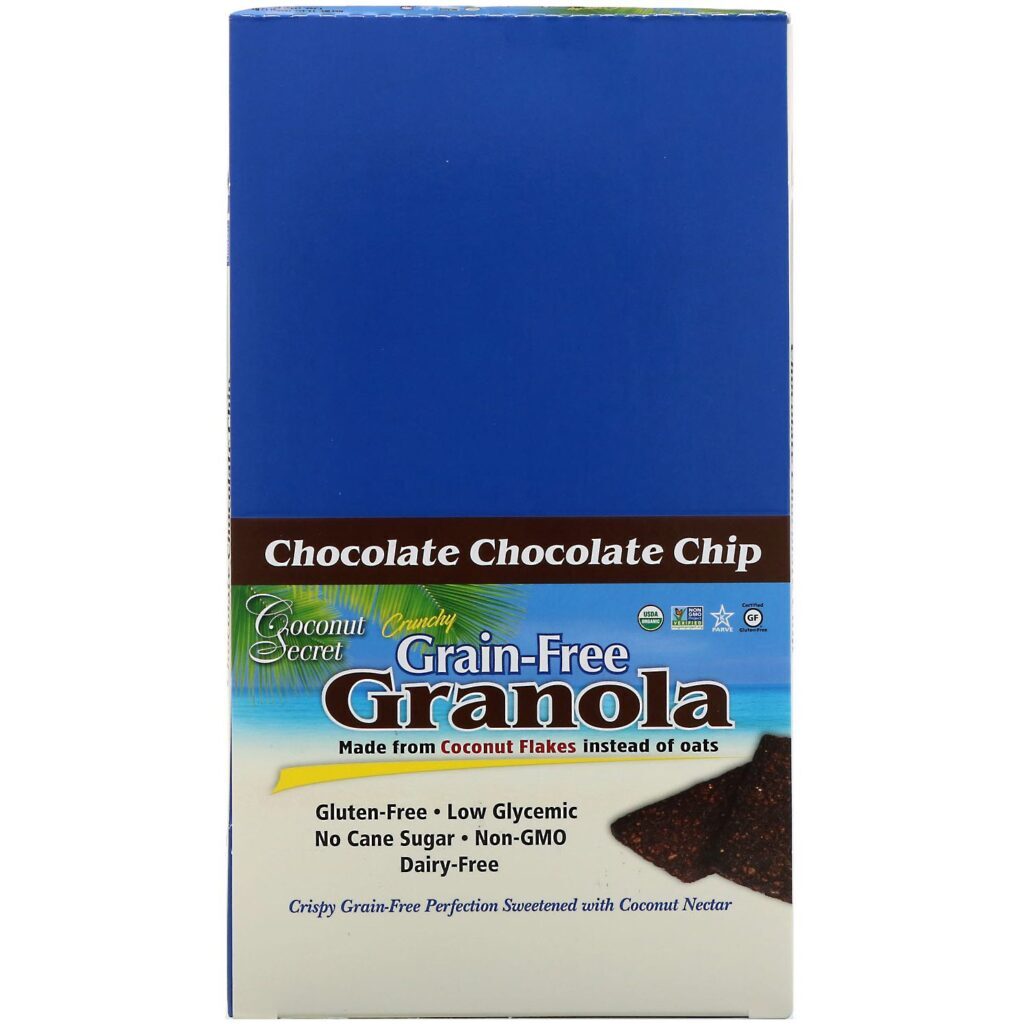 Coconut Secret, Crunchy Grain Free Granola Bar, Chocolate Chocolate Chip, 12 Bars, 1.2 oz (34 g) Each - Imagem 2