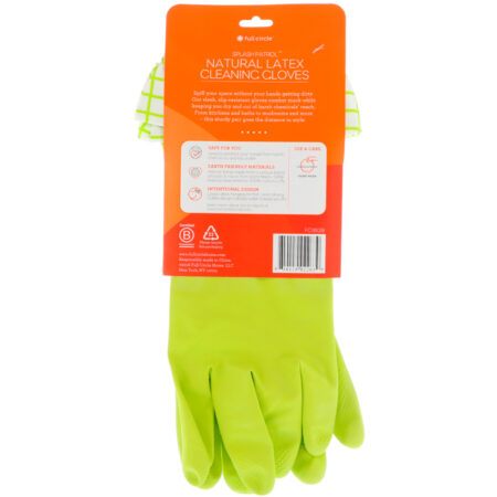 Full Circle, Splash Patrol, Natural Latex Cleaning Gloves, Green, Size M/L - Image 2