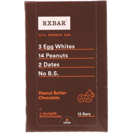 RXBAR, Protein Bar, Peanut Butter Chocolate, 12 Bars, 1.83 oz (52 g) Each - Image 2