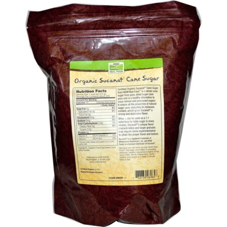 Now Foods, Real Food, Açucar caldo de cana orgânico certificado, 2 lbs (907 g) - Imagem 2