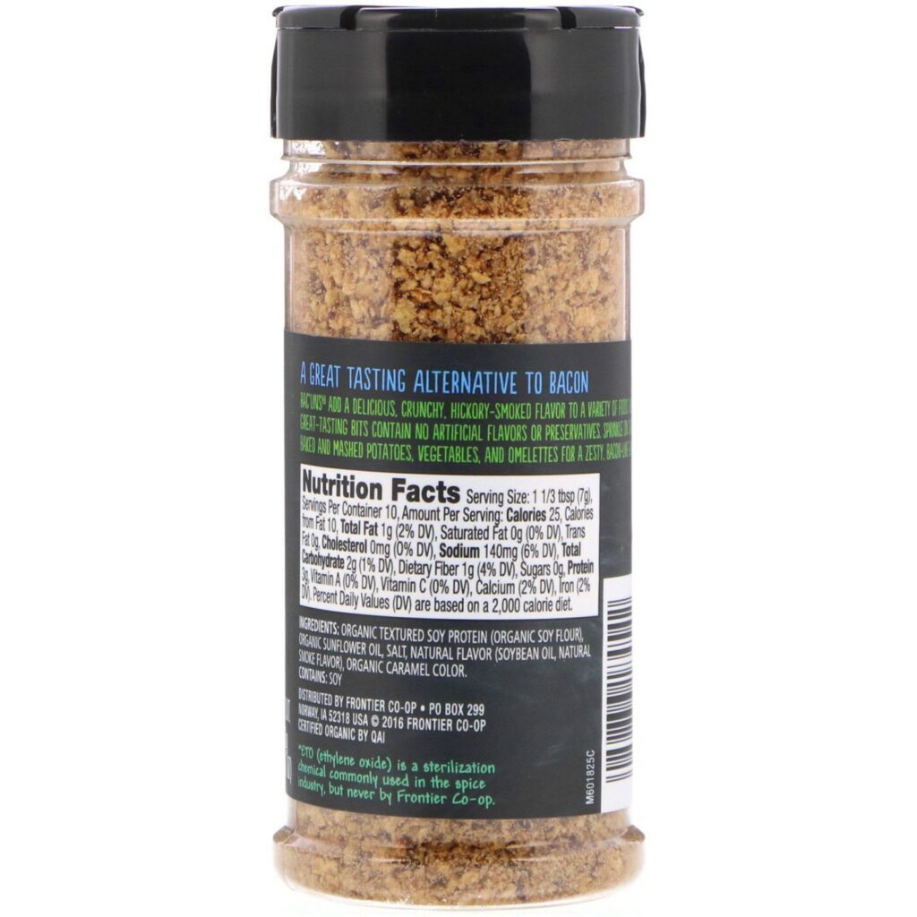 Frontier Natural Products, Orgânico, Organic Bac'Uns, Alternativa ao Bacon, Pedaços Vegetarianos, 2.47 oz (70 g) - Imagem 2